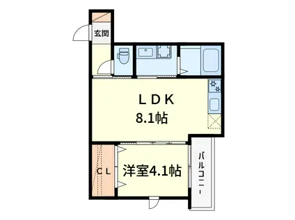 THE RESIDENCE KYOTO HIGASHINO(1LDK/1階)の間取り写真