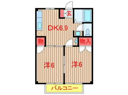 アーバンコート和泉(2DK/2階)の間取り写真