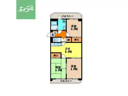 ルネス・グランディールI(3DK/3階)の間取り写真