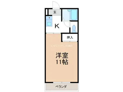 エブリワン東棟(1K/1階)の間取り写真
