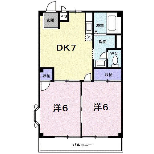 ネオ丸山(2DK/1階)の間取り写真