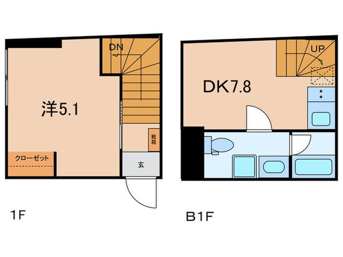 RA GRANDE YOTSUYA(1DK/B1階)の間取り写真