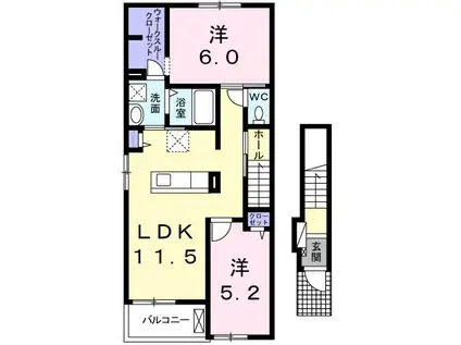 ジェルメ・グラン(2LDK/2階)の間取り写真