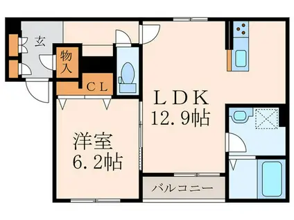 リイラすがの(1LDK/2階)の間取り写真