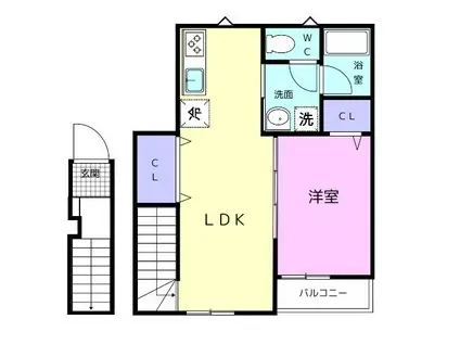 TJ重根(1LDK/2階)の間取り写真