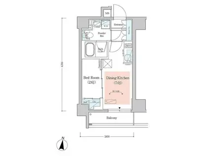 アーバネックス西新宿II(1DK/3階)の間取り写真