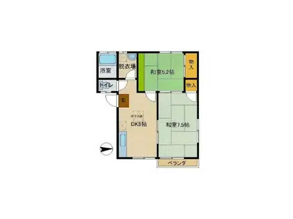 グリーハイム平塚 B(2DK/1階)の間取り写真