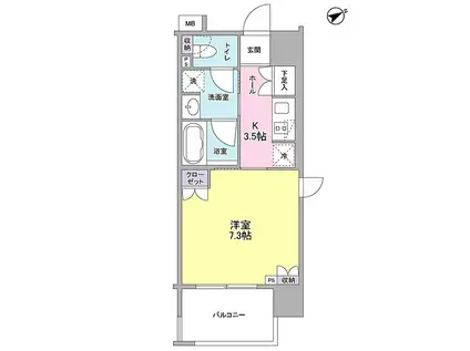 フレアージュ恵比寿(1K/8階)の間取り写真
