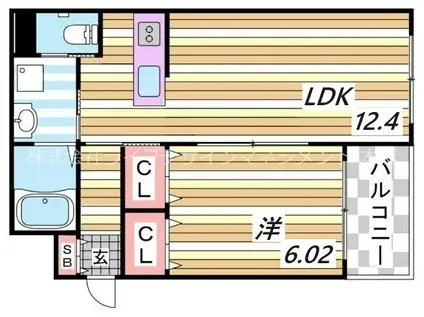 ファーイースト青谷(1LDK/2階)の間取り写真