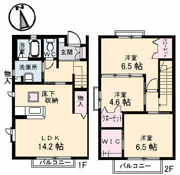 サニーコート C棟(3LDK/1階)の間取り写真