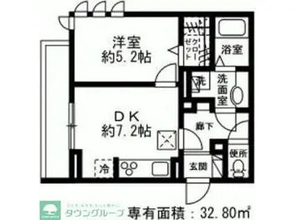 リーベンハイム大曽根台(1DK/1階)の間取り写真