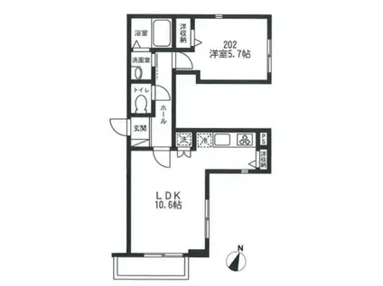 リブレビエント(1LDK/2階)の間取り写真