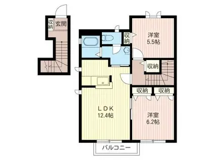 レーベンドルフ D 202(2LDK/2階)の間取り写真