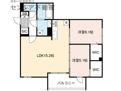 GREEN VILLAGE(2LDK/3階)の間取り写真