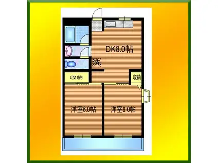 パールレジデンス花小金井(2DK/4階)の間取り写真