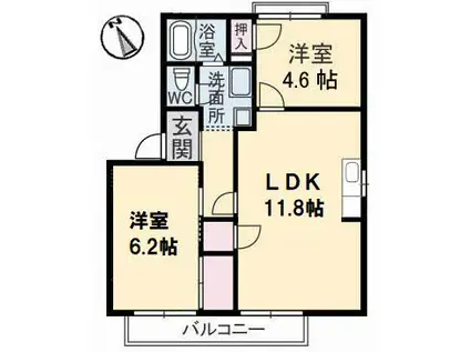 コーポ平井 A棟(2LDK/2階)の間取り写真