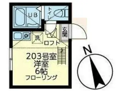 ユナイト山手イリアマリニン(ワンルーム/2階)の間取り写真