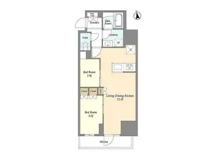 グランカーサ船堀I(2LDK/13階)の間取り写真