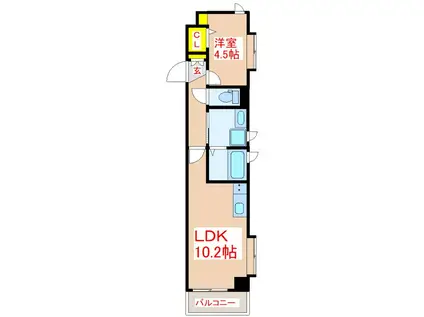 ウィスティリア照国(1LDK/4階)の間取り写真
