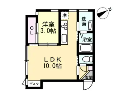 PRIMO(1LDK/2階)の間取り写真