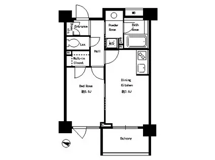 パークキューブ本郷(1DK/13階)の間取り写真