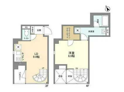 フルハウス代々木(1LDK/3階)の間取り写真