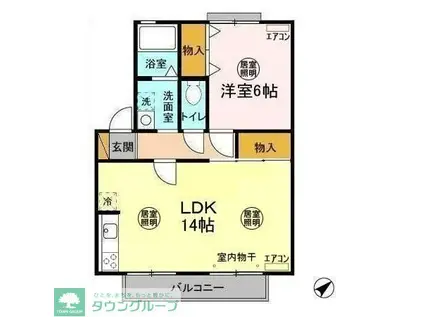 クレージュ III(1LDK/2階)の間取り写真