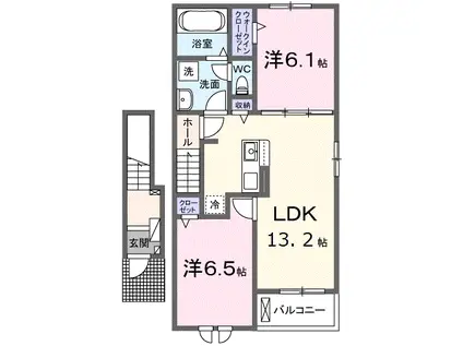 ヴィヴァーチェI(2LDK/2階)の間取り写真