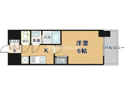 プレサンス鶴橋トレヴィエ(1K/2階)の間取り写真