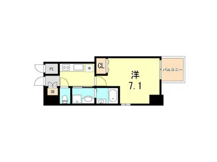 エスプレイス神戸ウエストモンターニュ(1K/6階)の間取り写真