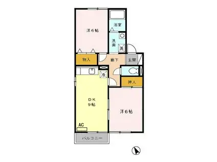 グリーンパストラルA(2DK/2階)の間取り写真