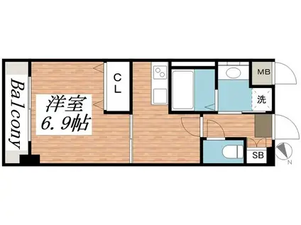 ST.HILLS(1DK/6階)の間取り写真