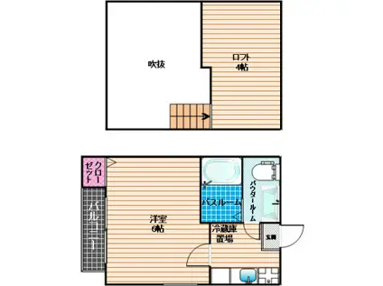 ハイドアンドシーク横手(1K/2階)の間取り写真