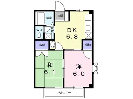 エクセルカーサ(2DK/2階)の間取り写真