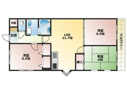 レア・シャトーシンワ(3LDK/1階)の間取り写真