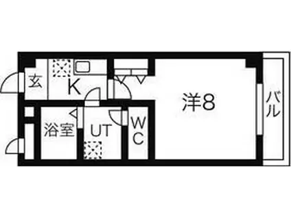 ルミナス緒川II(1K/2階)の間取り写真