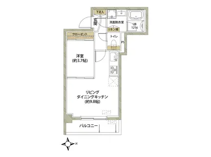 グランデ萩(1LDK/2階)の間取り写真