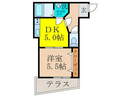 BRILLIO SUITA(1DK/2階)の間取り写真