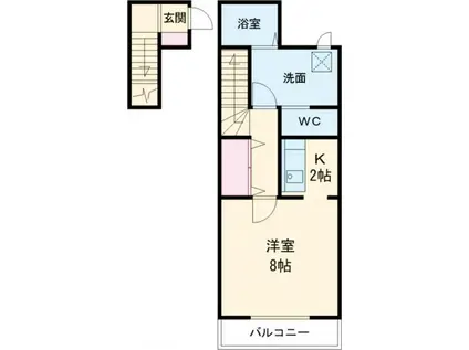 HAPPIER清原台(1K/2階)の間取り写真