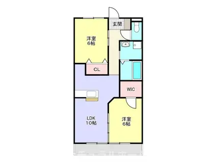 ブロードタウン神野B(2LDK/2階)の間取り写真