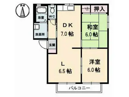 エスティー新福A棟(2LDK/1階)の間取り写真