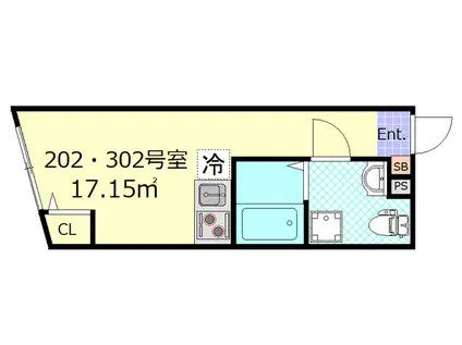 NORDIC五反野(ワンルーム/3階)の間取り写真
