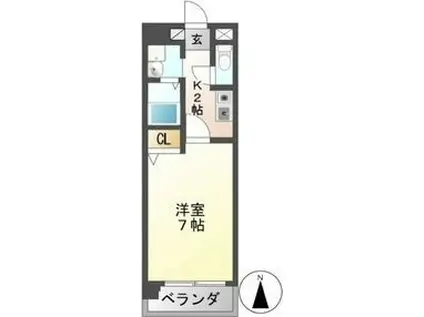 プレジデント21(1K/4階)の間取り写真