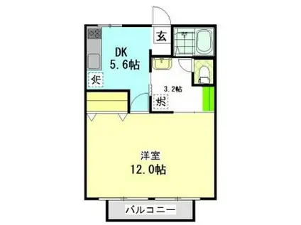 アメニティハイツI(1DK/2階)の間取り写真