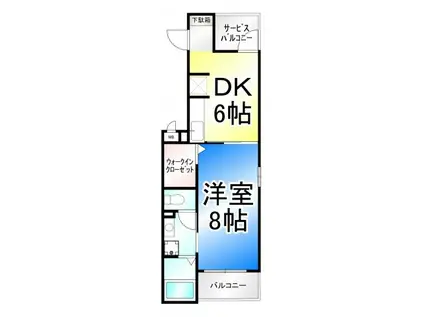 グランデ王神(1DK/1階)の間取り写真