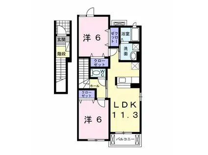 アウリイハレ(2LDK/2階)の間取り写真
