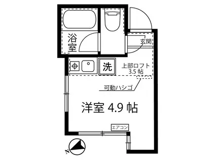 ユナイト渡田ジョンウェブスター(ワンルーム/2階)の間取り写真