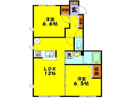 エーデルメゾンI(2LDK/1階)の間取り写真