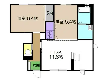 グランマスト杉井流IIB棟(2LDK/1階)の間取り写真