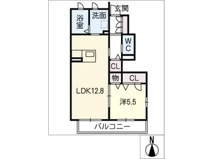 ベルフレージュ(1LDK/1階)の間取り写真